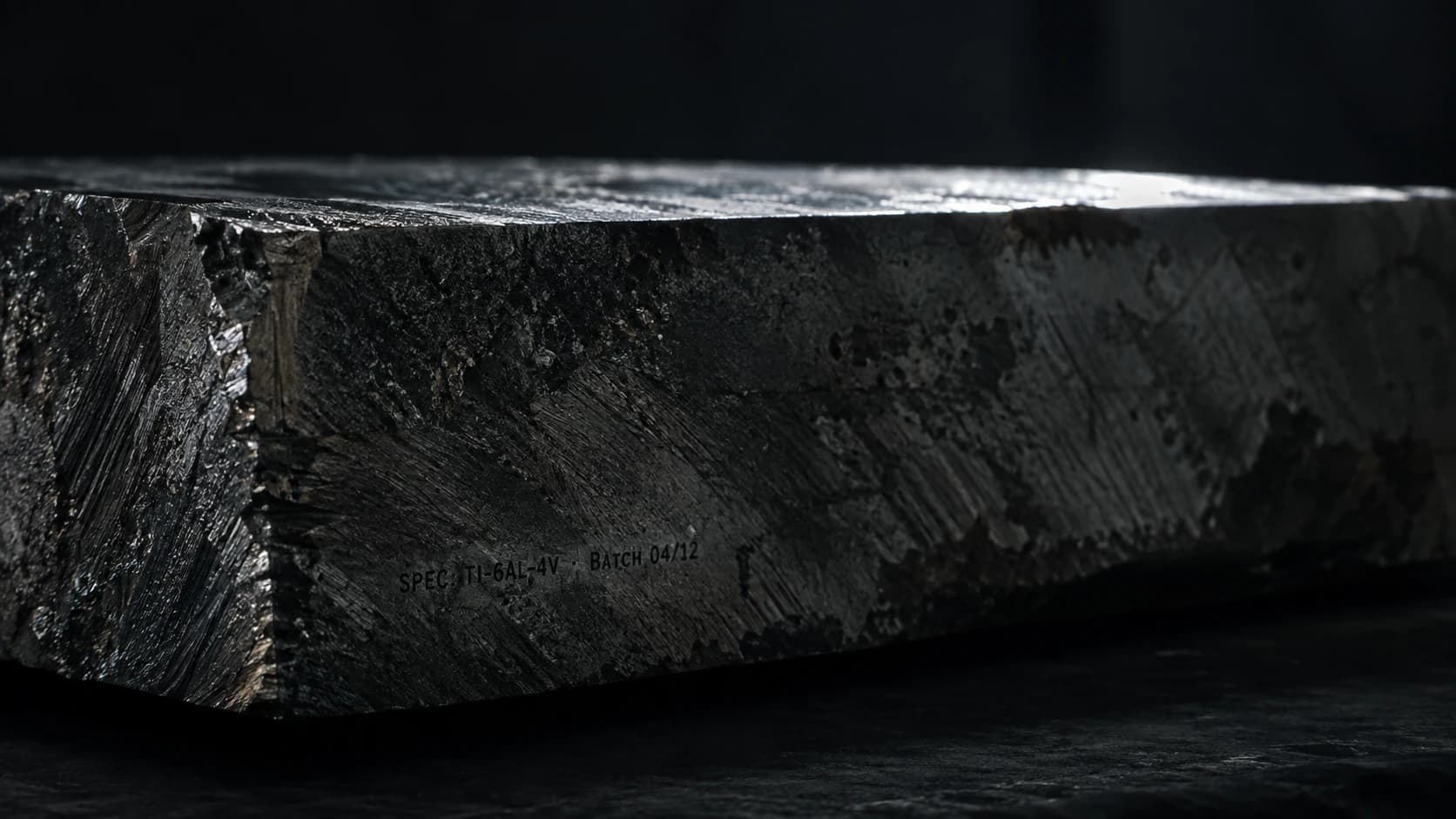 Raw aerospace-grade 5 titanium alloy block before milling